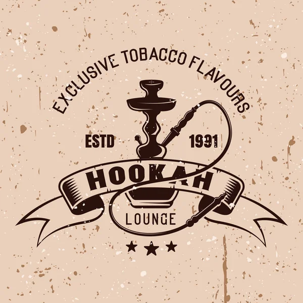 Shisha Lounge Vector Vintage Emblem — Stockvektor