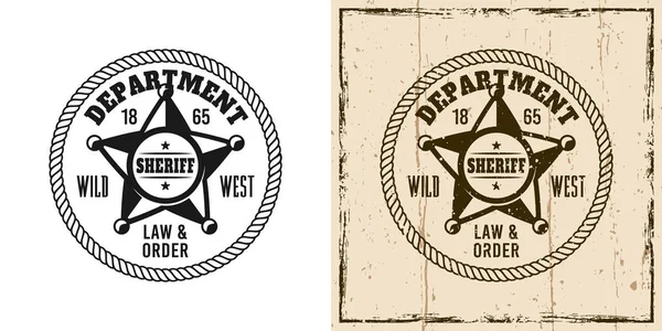 Sheriff emblema vector redondo, insignia, etiqueta, logotipo — Vector de stock