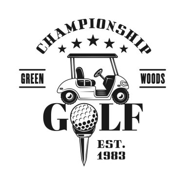 Spor şampiyonası için Golf arabası vektör amblemi