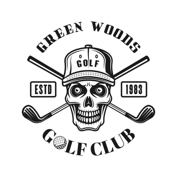Golf wektor emblemat z czaszką w kapeluszu — Wektor stockowy