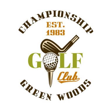 Golf şampiyonası vektör amblemi, rozeti, logosu