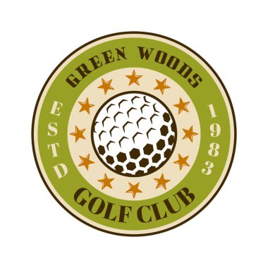 Golf kulübü vektör yuvarlak topu ile renkli amblem
