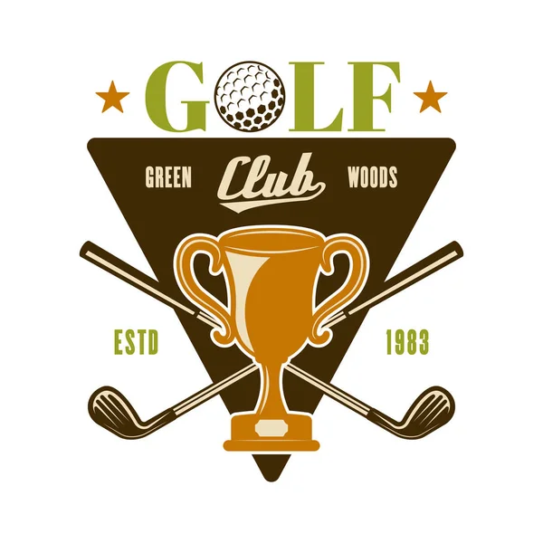 Golf wektor emblemat, odznaka, logo z mistrzem Cup. — Wektor stockowy