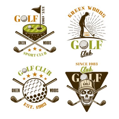 Vektör renkli amblemler, rozetler, etiketler Golf seti
