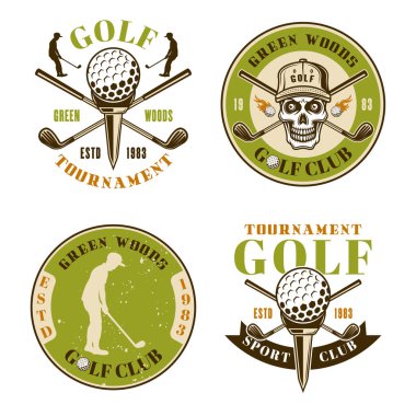 Golf kulübü dört renkli vektör amblemseti
