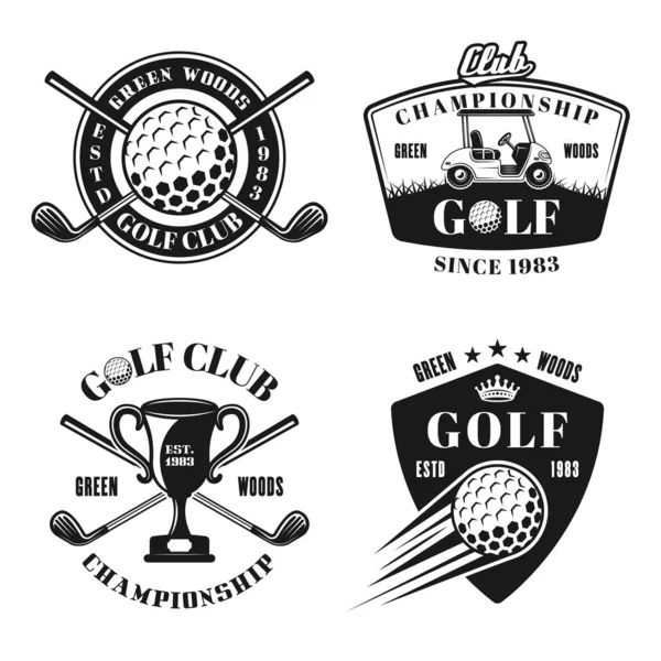 Golf and golfing vector monochrome emblems — Stock Vector