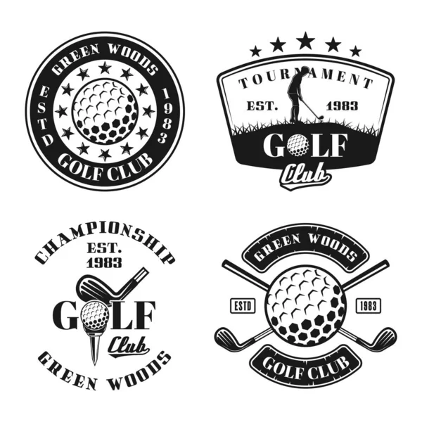 Set da golf di quattro emblemi vettoriali, distintivi, etichette — Vettoriale Stock