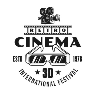 Sinema festivali vektör amblemi, etiket, rozet, logo
