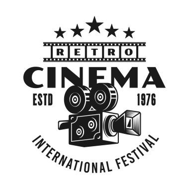 Sinema retro kamera vektör monokrom amblemi