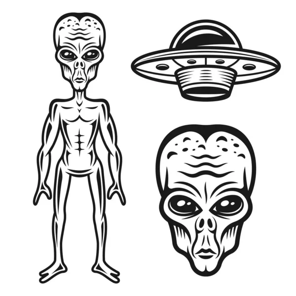 Yabancılar ve ufo vektör nesneleri veya tasarım elemanları