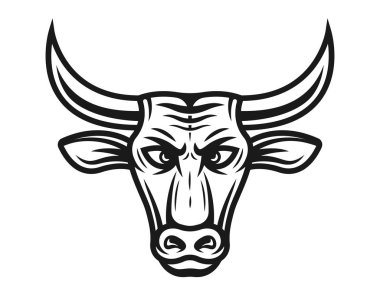 Vintage tarzı boğa kafa vektör illüstrasyon