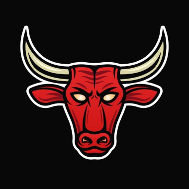 Boğa baş maskotu logosu vektör renkli illüstrasyon