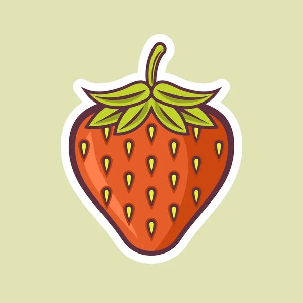 Strawberry fruit colored vector illustration — Stock Vector