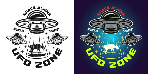 UFO kradzież emblemat wektor krowy, odznaka, etykieta, logo — Wektor stockowy
