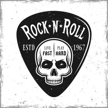 Kafatası ve metin rock n roll 'lu gitar penası