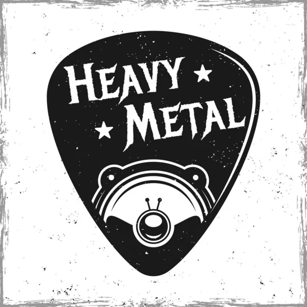 Selección de guitarra con altavoz y texto heavy metal — Vector de stock