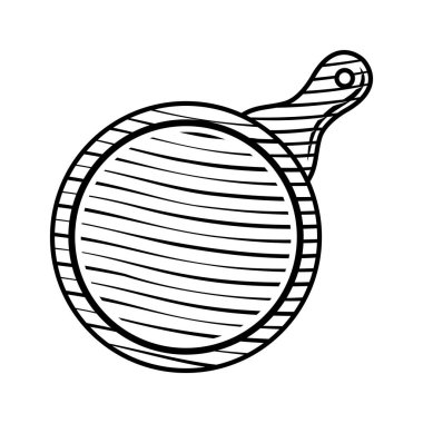 Pizza vektörü nesnesi için yuvarlak tahta kesme tahtası