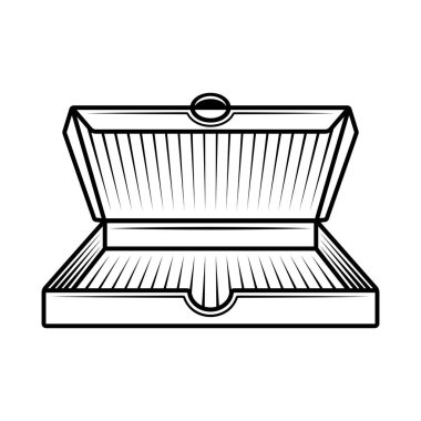 Pizza karton kutu vektör monokrom nesnesi