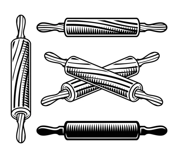 Rollnadeln Set von Vektorobjekten oder Elementen — Stockvektor