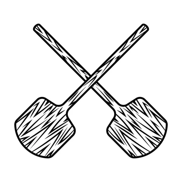 Два схрещені дерев'яні лопати для піци Векторні об'єкти — стоковий вектор