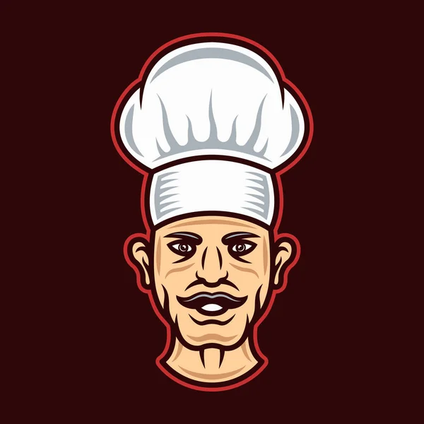 Chef cabeza en sombrero de dibujos animados estilo vector ilustración — Vector de stock