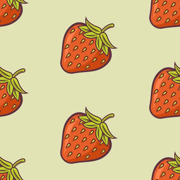 Strawberry tecknad vektor färgad sömlös mönster — Stock vektor