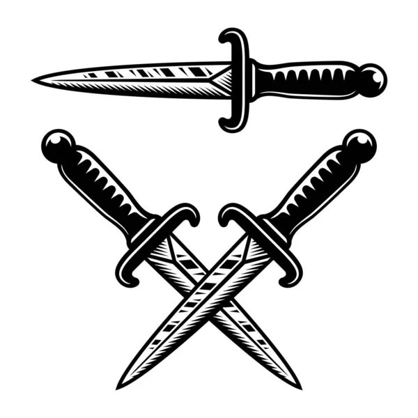 Couteaux occultes de style tatouage ensemble d'objets vectoriels — Image vectorielle