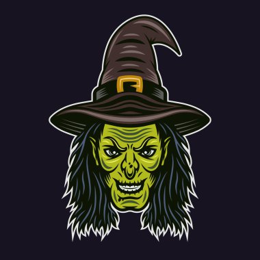 Cadı başlığı karakter renkli vektör illüstrasyonu