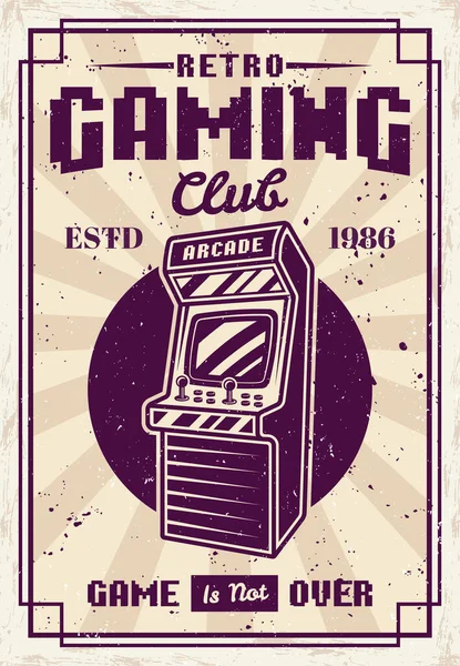 Retro klub gier plakat retro z automatem arcade — Wektor stockowy
