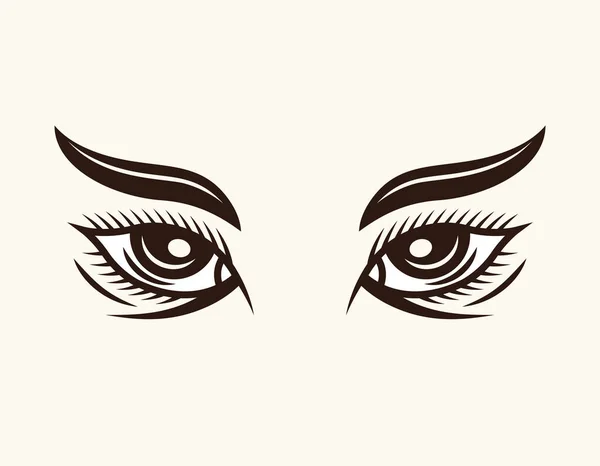 Frauenaugen mit Augenbrauen und Wimpern Vektor — Stockvektor