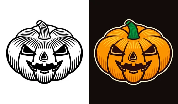 Calabaza de Halloween dos estilos vector ilustración — Vector de stock