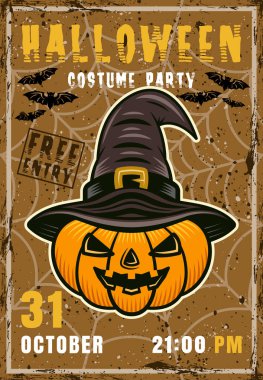 Cadılar Bayramı Balkabağı kostümlü parti taşıyıcısı posteri