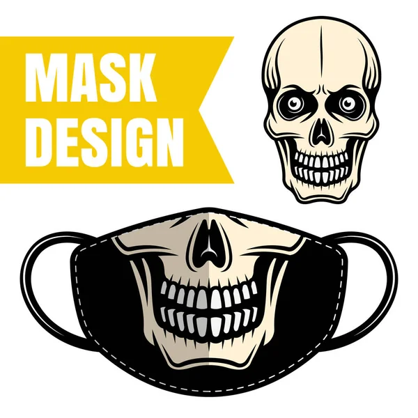 Design de vetor de máscara de tecido protetor com crânio —  Vetores de Stock
