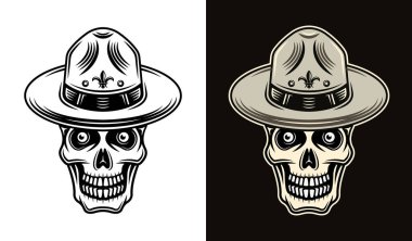 Şapkalı izcinin kafatası iki stil vektör.