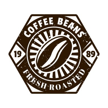 Kahve çekirdeği vektör amblemi, rozet, etiket veya logo