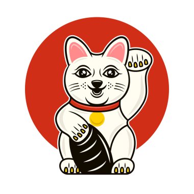 Maneki Neko Japon şanslı kedi çizgi film vektörü