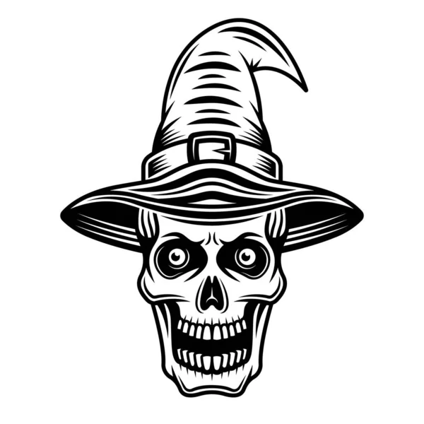 Şapka vektörü siyah grafik nesnesinde cadının kafatası