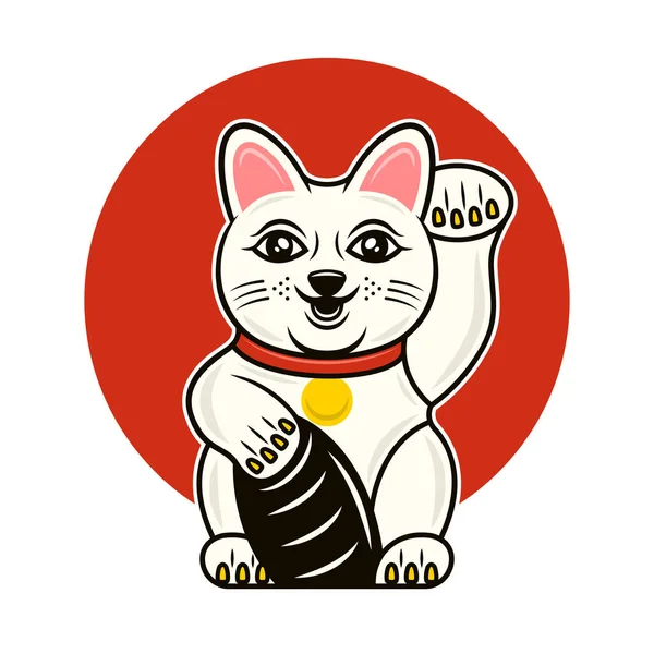 Maneki Neko japanische Glückskatze Cartoon Vektor — Stockvektor