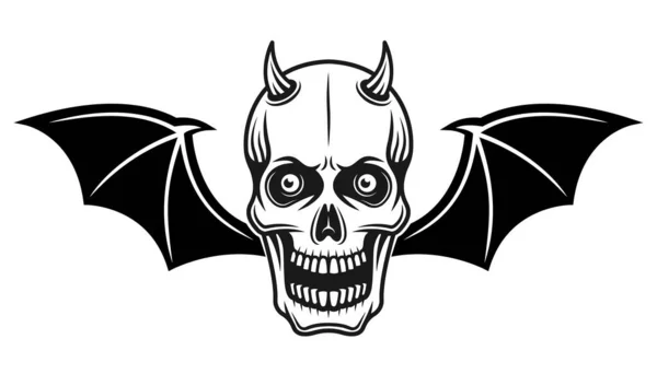 Horned skull with bat wings vector illustration — Stock Vector