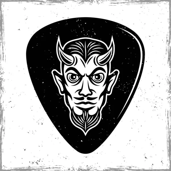 Guitar mediator with horned devil head vector — Stock Vector