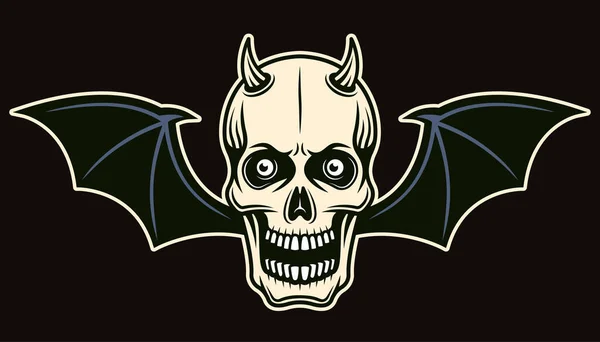 Horned skull with bat wings vector illustration — Stock Vector