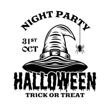 Cadılar Bayramı vektör amblemi veya cadı şapkalı logo