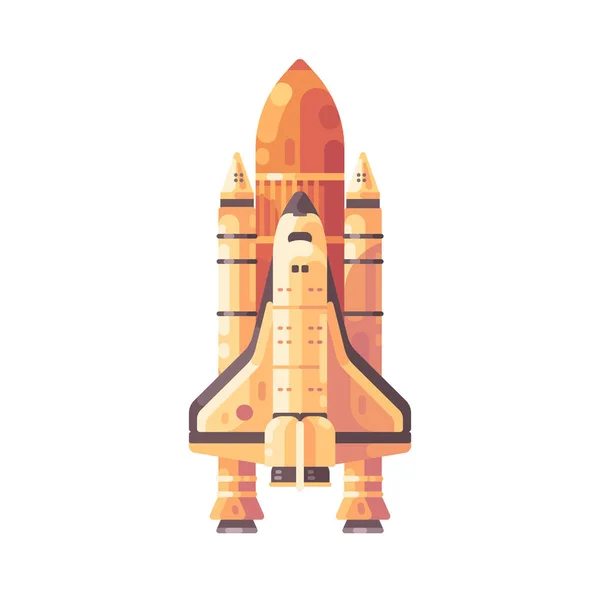 Illustrazione Piatta Dello Space Shuttle Icona Astronave Arancione — Vettoriale Stock