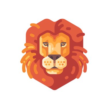 Aslan kafa düz simgesi. Vahşi hayvan illüstrasyon