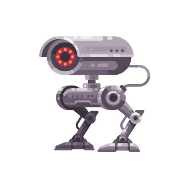 Güvenlik kamera robot düz illüstrasyon
