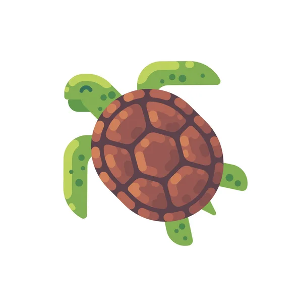Żółw Zielony Płaskie Ilustracja Ikona Zwierząt Morskich — Wektor stockowy