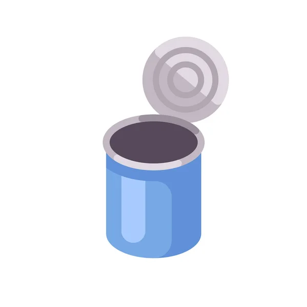 开放的蓝色锡罐头平的例证 — 图库矢量图片