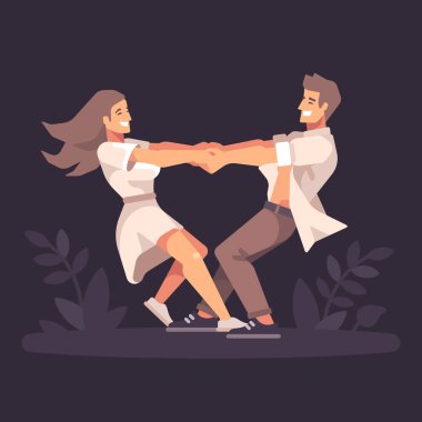 Karanlık bir arka plan üzerinde bir kalp şekli oluşturan el ele tutuşarak ve çevresinde, iplik romantik genç çift