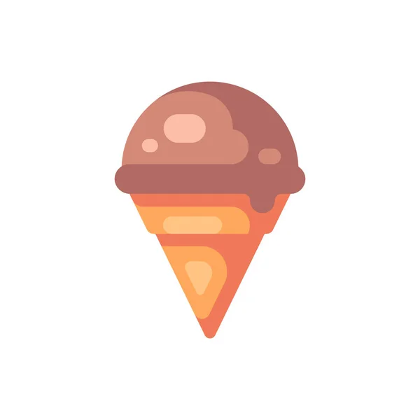 Čokoládová zmrzlina kužel plochý ikona — Stockový vektor