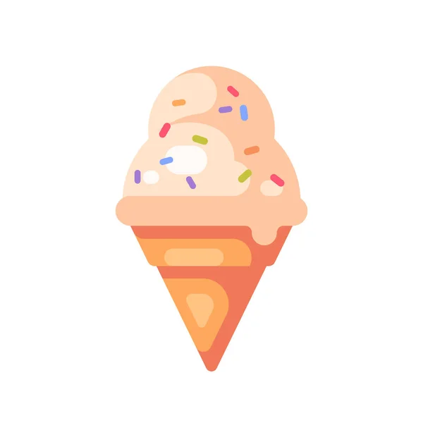 Vanilková zmrzlina kužel s barevné postřikovačů — Stockový vektor